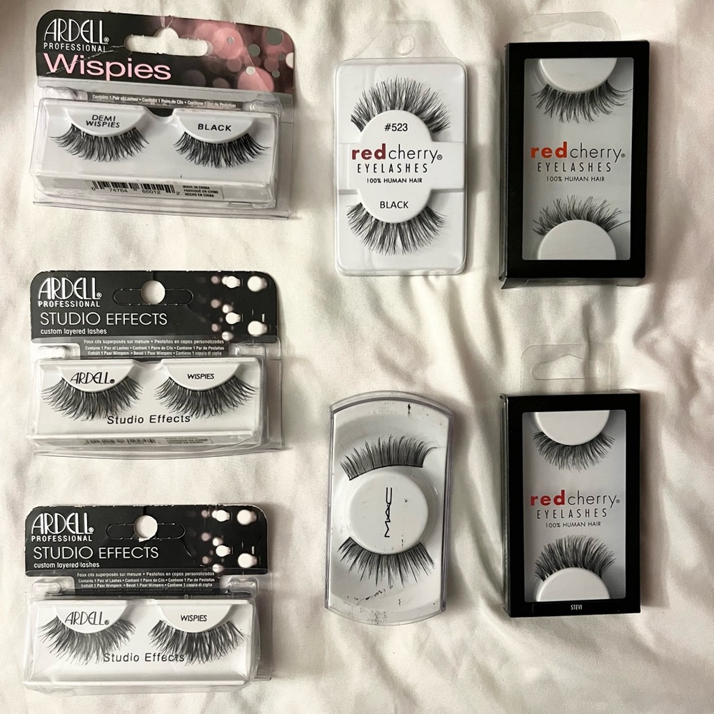 Ardell, Red Cherry, and MAC fake eyelashes